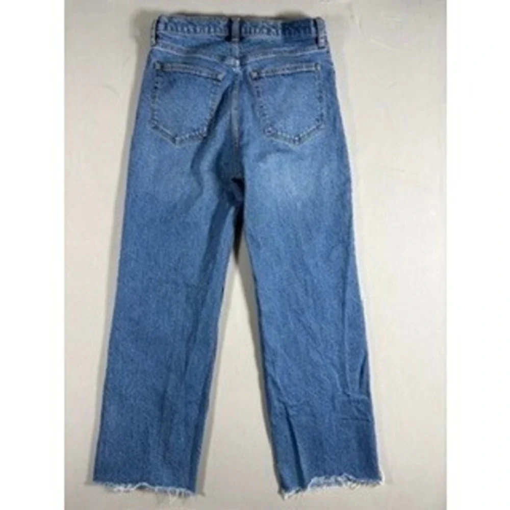 Abercrombie & Fitch The 90s Relaxed Jean High Rise Blue Raw Hem Sz 29 8R
